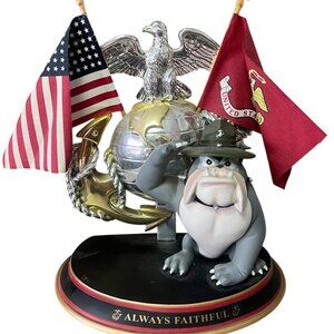 USMC Devil Dog Statue Figurine Always Faithful ATTEN-SHUN! Bradford Exchange USA